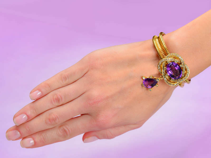 Versatility - Antique Amethyst Brooch Pendant Bracelet