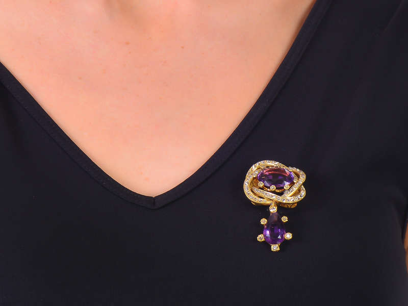 Versatility - Antique Amethyst Brooch Pendant Bracelet