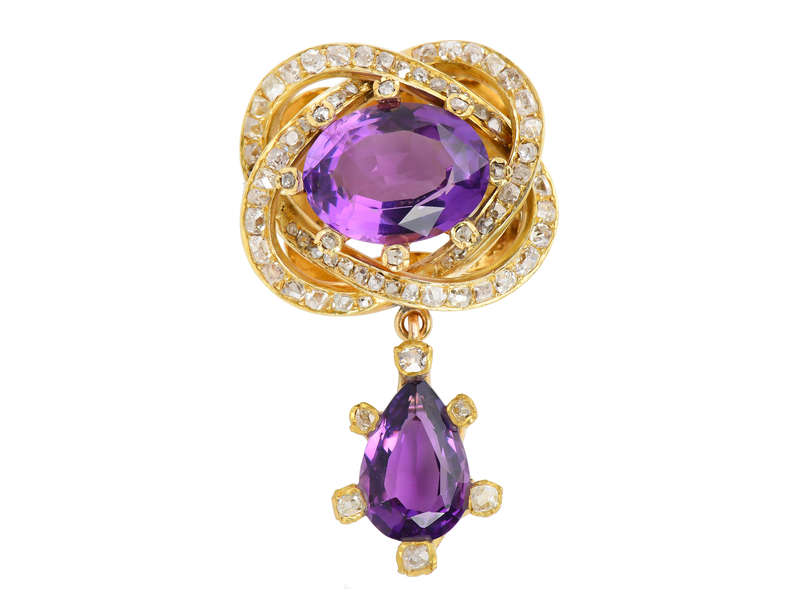 Versatility - Antique Amethyst Brooch Pendant Bracelet