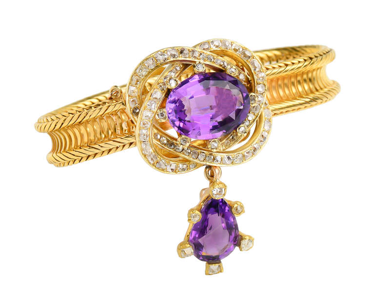 Versatility - Antique Amethyst Brooch Pendant Bracelet