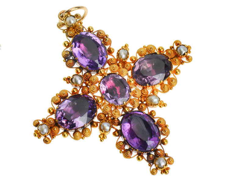 Georgian Amethyst Cannetille Pendant
