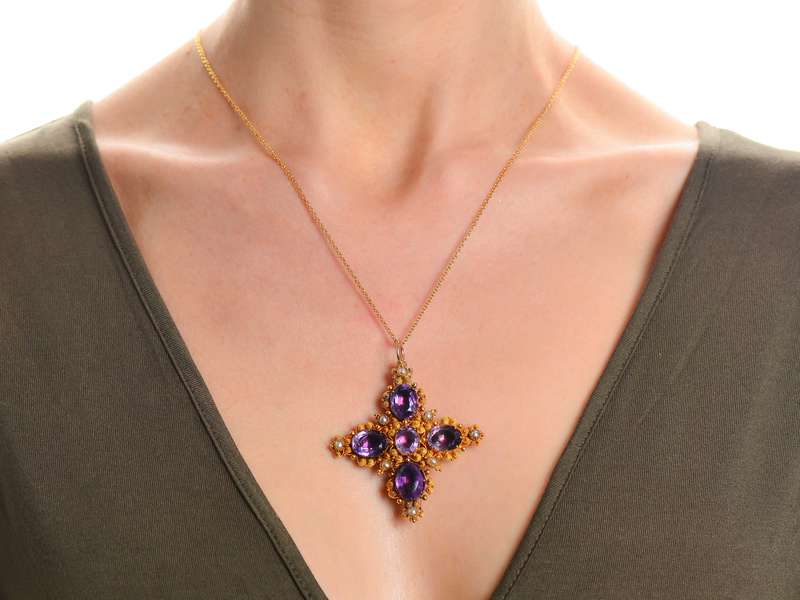Georgian Amethyst Cannetille Pendant
