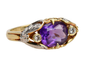 Butterfly's Kiss - Amethyst Diamond Art Nouveau Ring