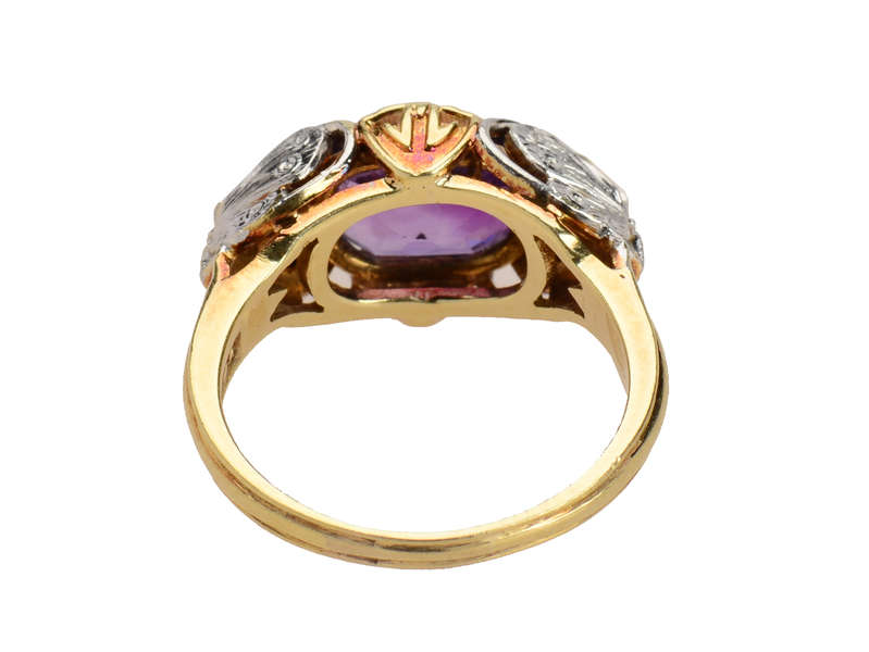 Butterfly's Kiss - Amethyst Diamond Art Nouveau Ring