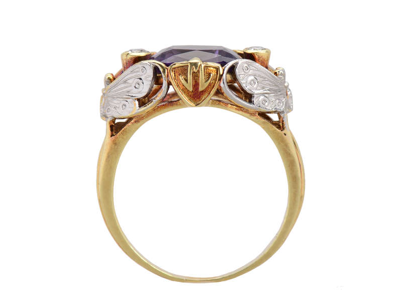 
                      
                        Butterfly's Kiss - Amethyst Diamond Art Nouveau Ring
                      
                    