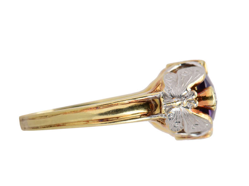 Butterfly's Kiss - Amethyst Diamond Art Nouveau Ring