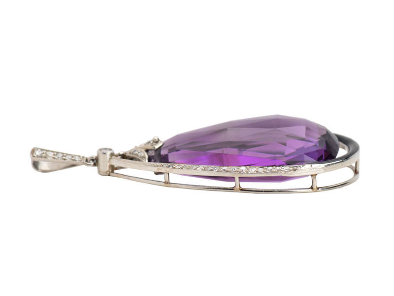 Birks Amethyst Teardrop Diamond Pendant