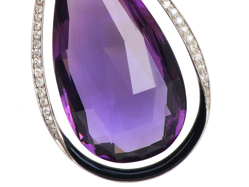 Birks Amethyst Teardrop Diamond Pendant