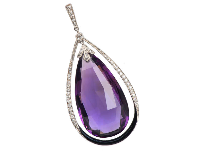 Birks Amethyst Teardrop Diamond Pendant