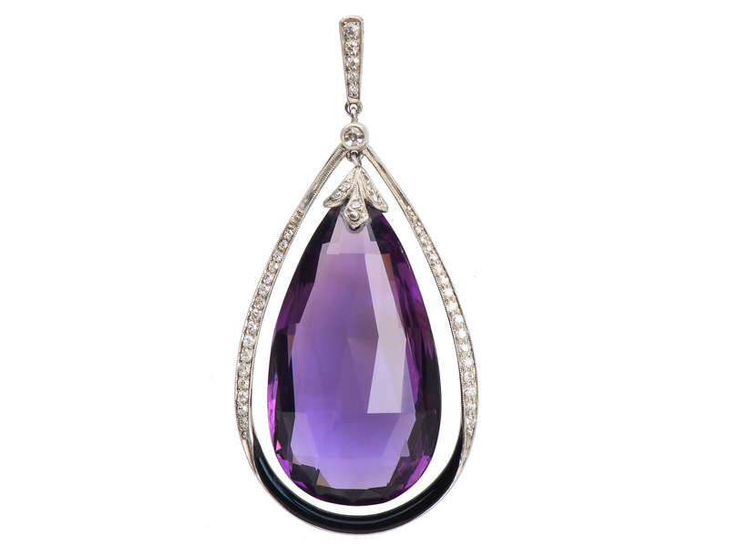 Birks Amethyst Teardrop Diamond Pendant