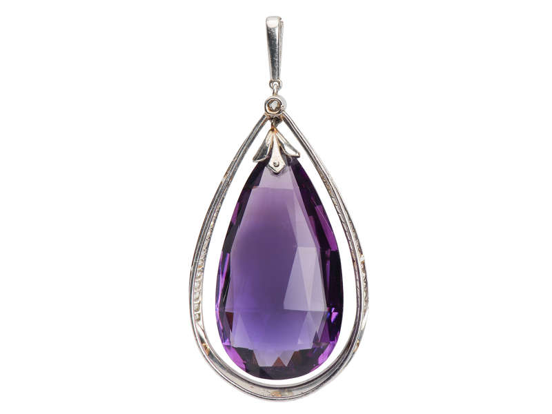 Birks Amethyst Teardrop Diamond Pendant