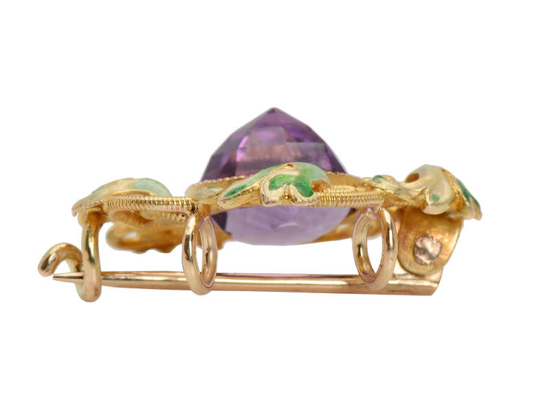 Riker Bros. Amethyst Enamel Brooch Pendant