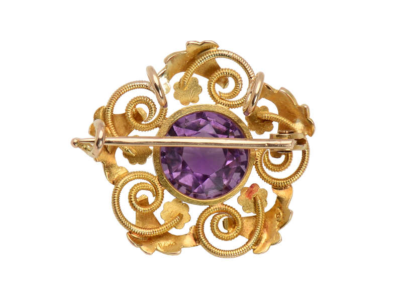 Riker Bros. Amethyst Enamel Brooch Pendant
