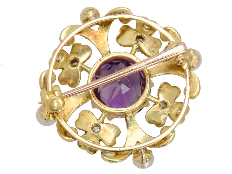 Suffragette Enamel Lucky Clover Brooch