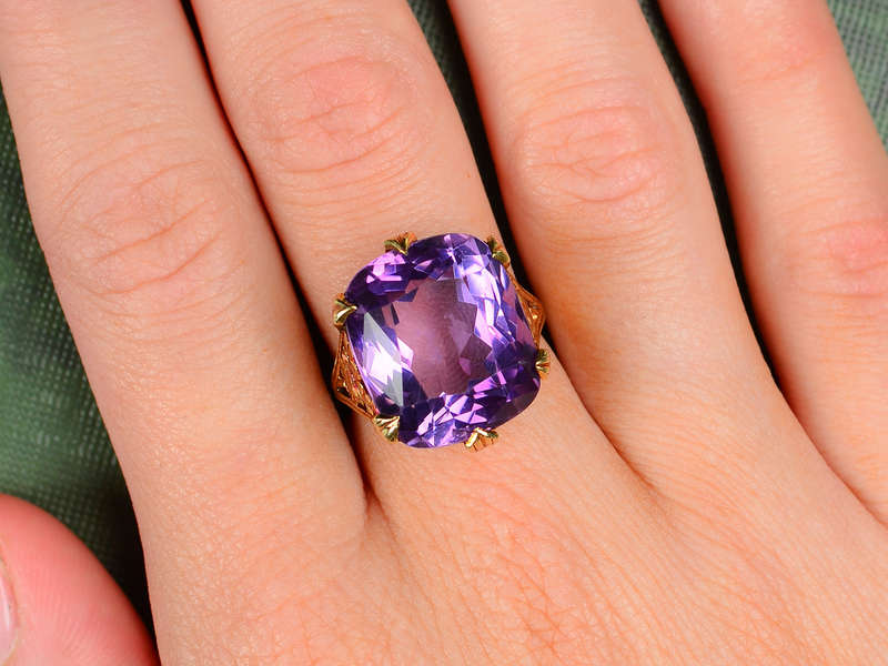 Pansy Perfect - Amethyst Gold Statement Ring