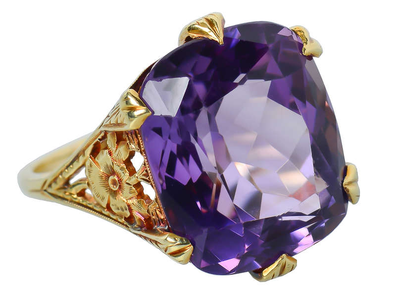 Pansy Perfect - Amethyst Gold Statement Ring