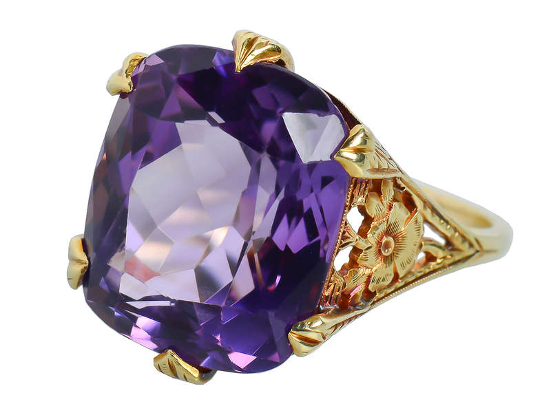 Pansy Perfect - Amethyst Gold Statement Ring