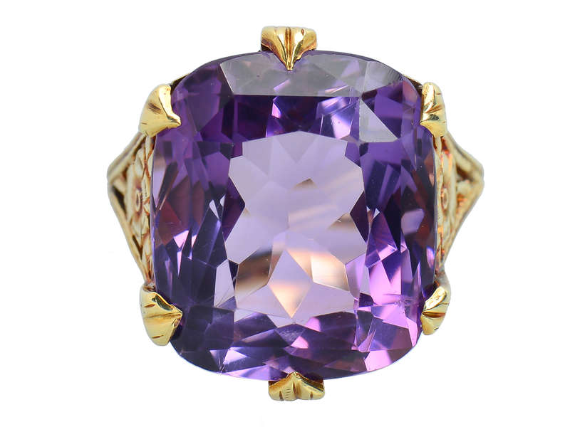 Pansy Perfect - Amethyst Gold Statement Ring