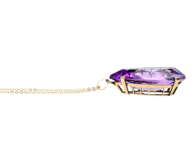 Amethyst Pear Cut Vintage Pendant in Gold