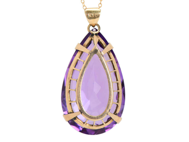 Amethyst Pear Cut Vintage Pendant in Gold