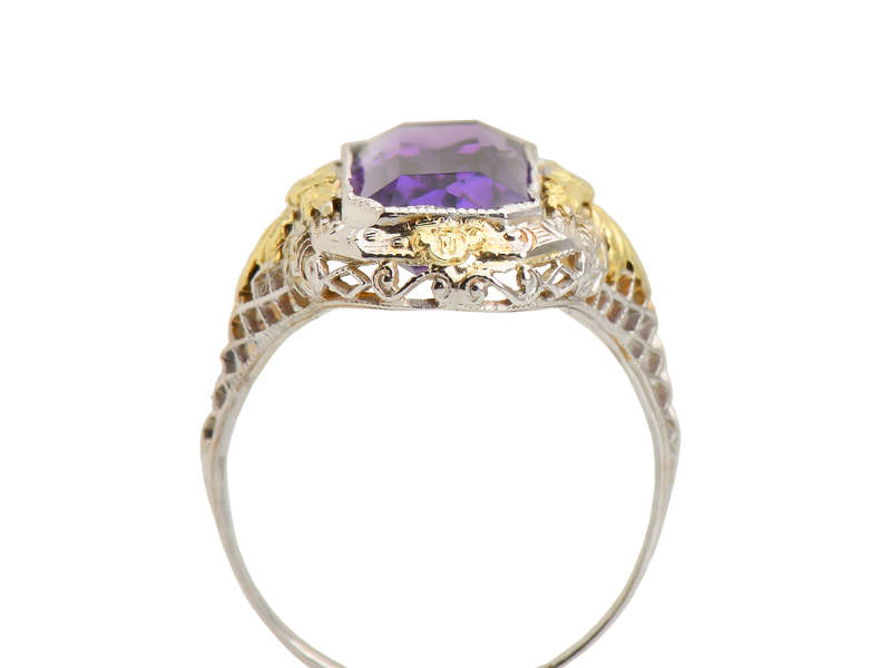 
                      
                        Art Deco Amethyst Two Tone Filigree Ring
                      
                    