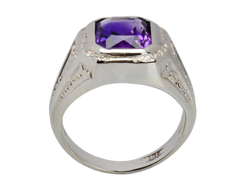 Deco Amethyst White Gold Ring
