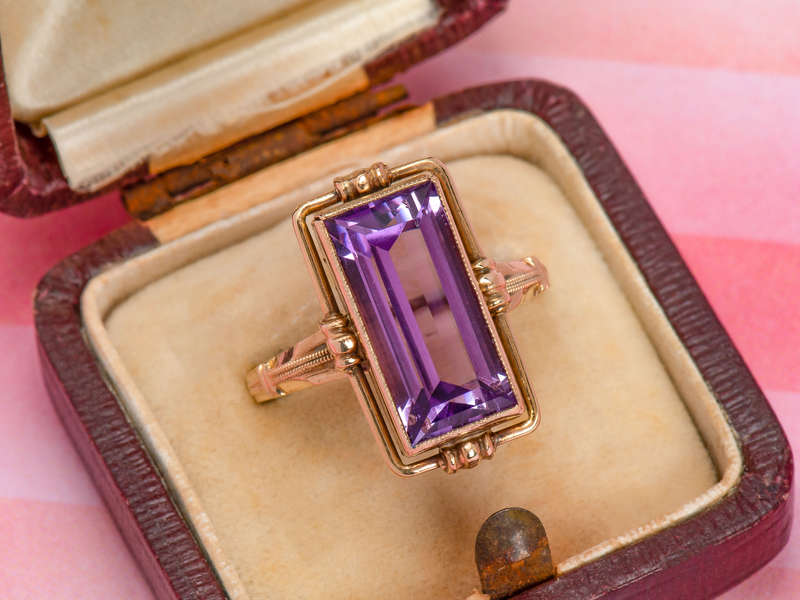 Vintage Lilac Amethyst Rectangular Ring