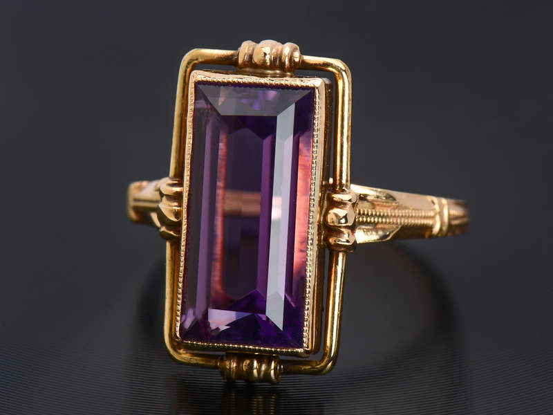 Vintage Lilac Amethyst Rectangular Ring