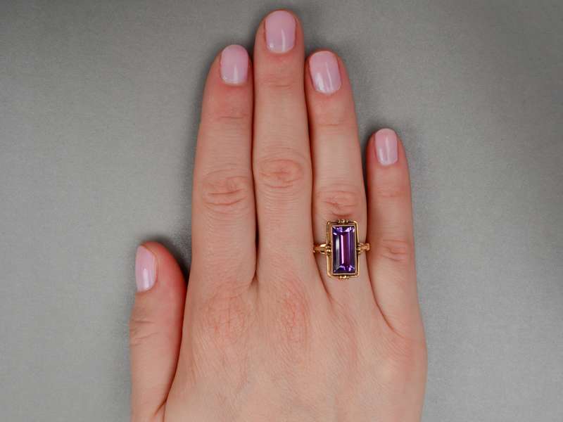 Vintage Lilac Amethyst Rectangular Ring