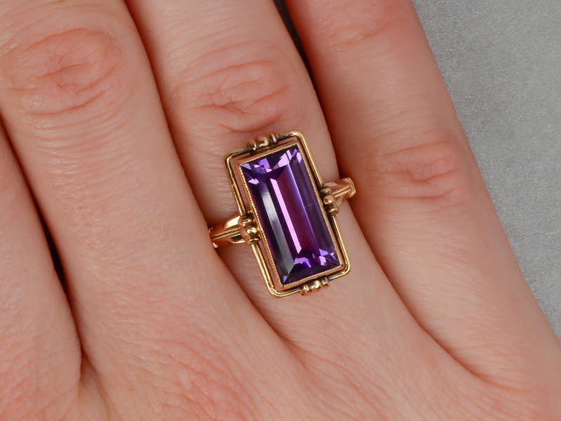 Vintage Lilac Amethyst Rectangular Ring