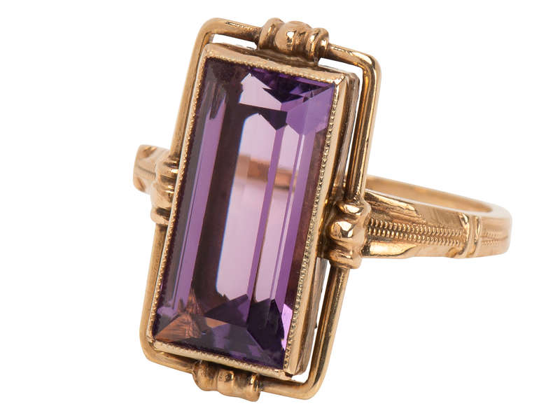 Vintage Lilac Amethyst Rectangular Ring