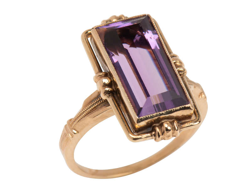 Vintage Lilac Amethyst Rectangular Ring