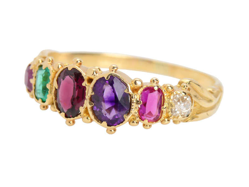 Antique Acrostic Regard Gemstone Ring