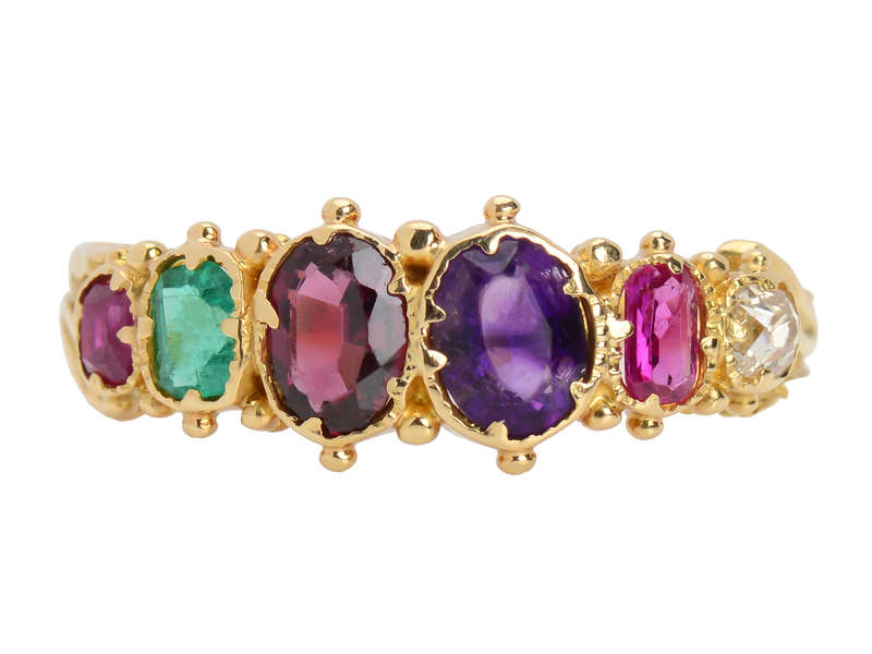 Antique Acrostic Regard Gemstone Ring