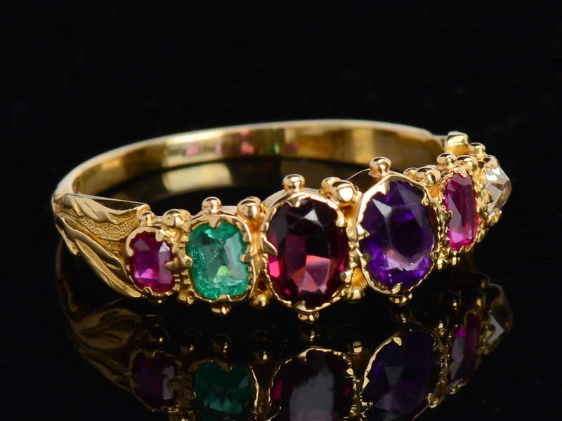 Antique Acrostic Regard Gemstone Ring