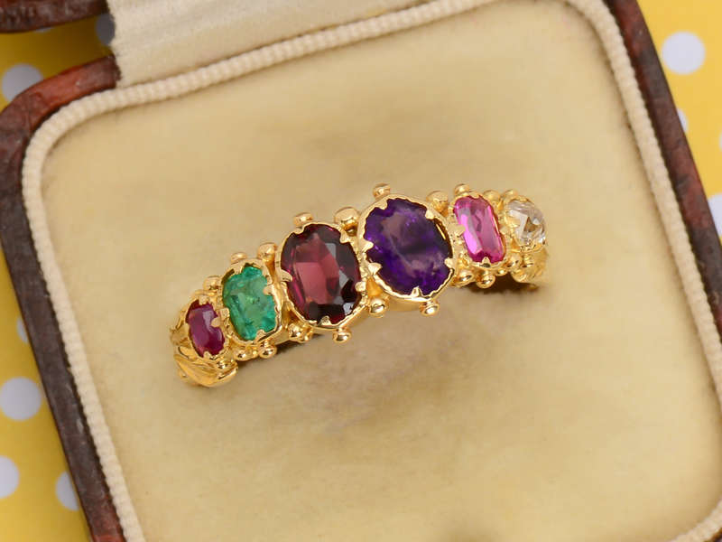 Antique Acrostic Regard Gemstone Ring