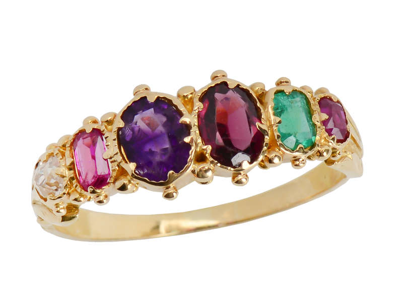 Antique Acrostic Regard Gemstone Ring