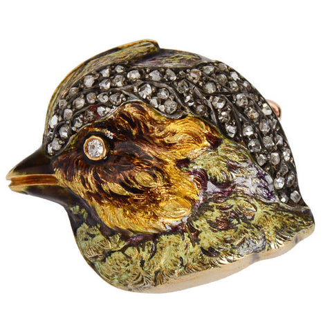 Striking Antique Bird Motif Diamond Brooch
