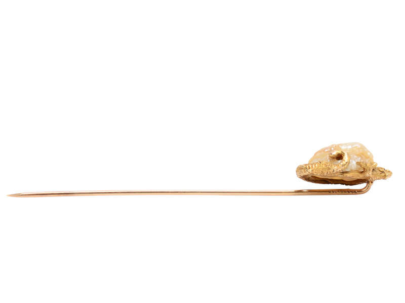 Antique Gold & Natural Pearl Dragon Stickpin