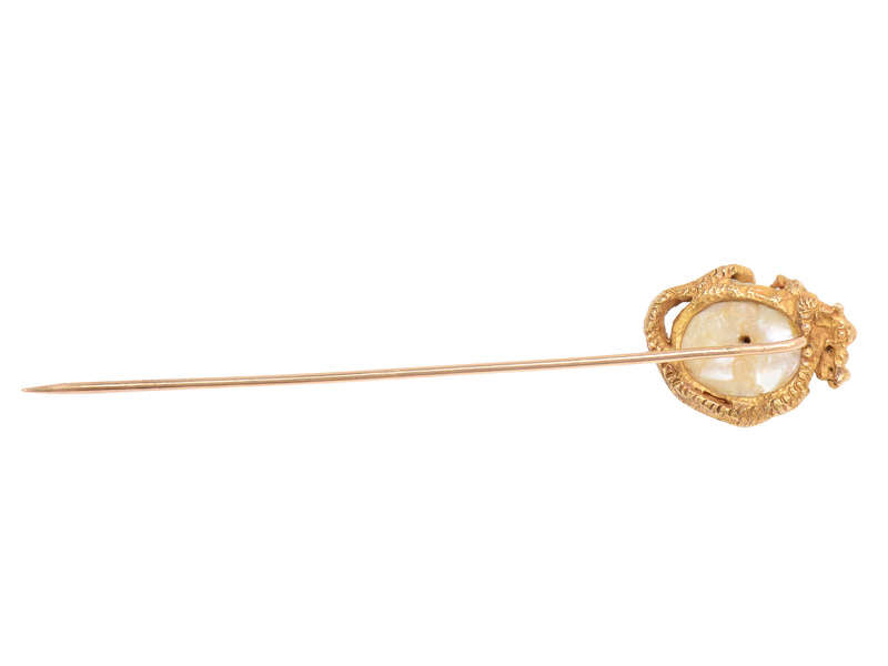 Antique Gold & Natural Pearl Dragon Stickpin