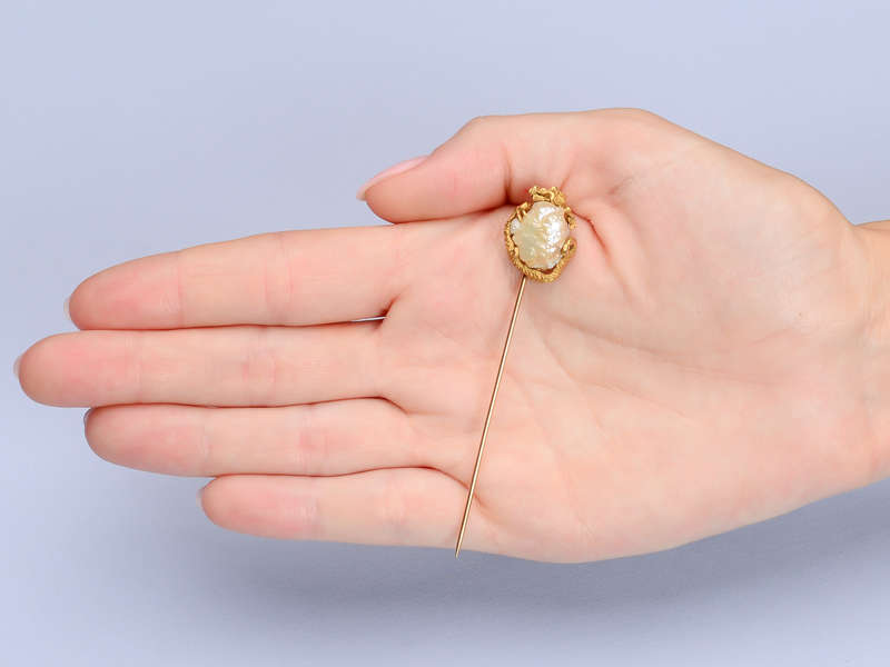 Antique Gold & Natural Pearl Dragon Stickpin