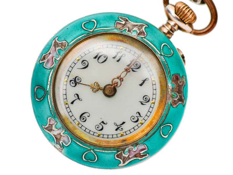 
                      
                        Art Nouveau Poetry - Enamel Watch Pendant & Holder
                      
                    