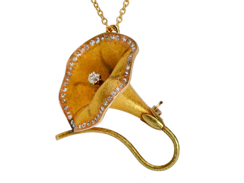 
                      
                        Antique Textured Flower Pendant with Diamonds
                      
                    