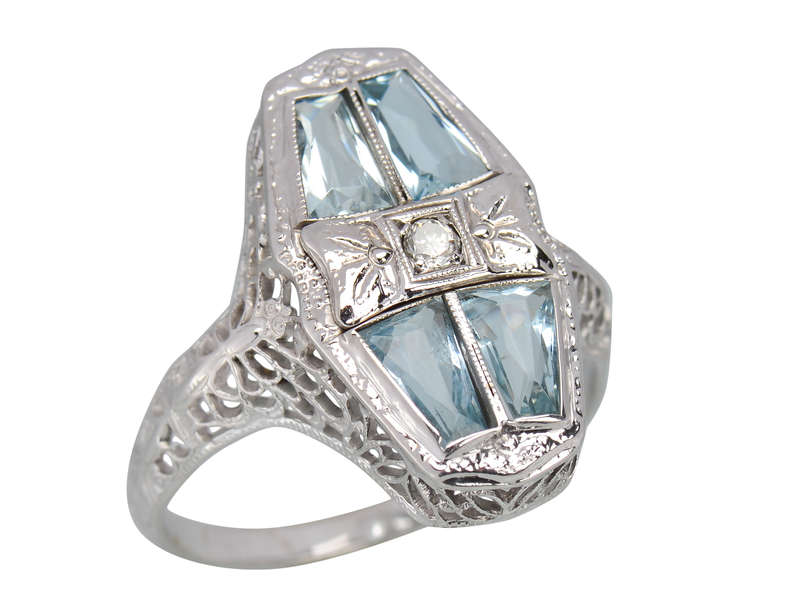 Dragonfly Dream - Aquamarine Art Deco Ring