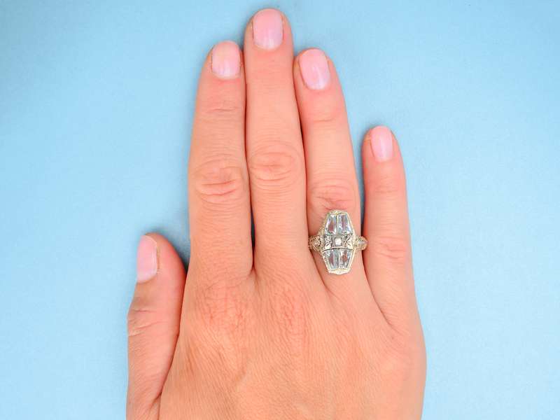Dragonfly Dream - Aquamarine Art Deco Ring