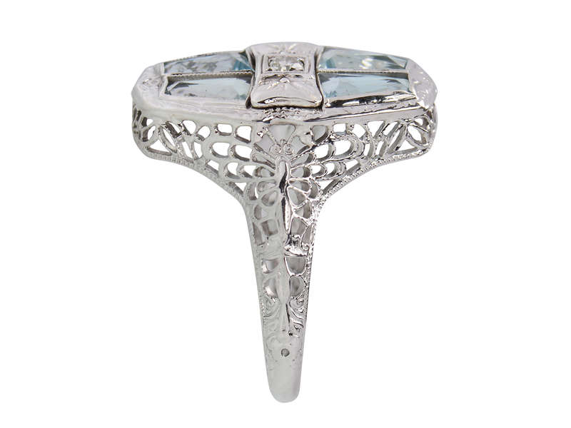 Dragonfly Dream - Aquamarine Art Deco Ring