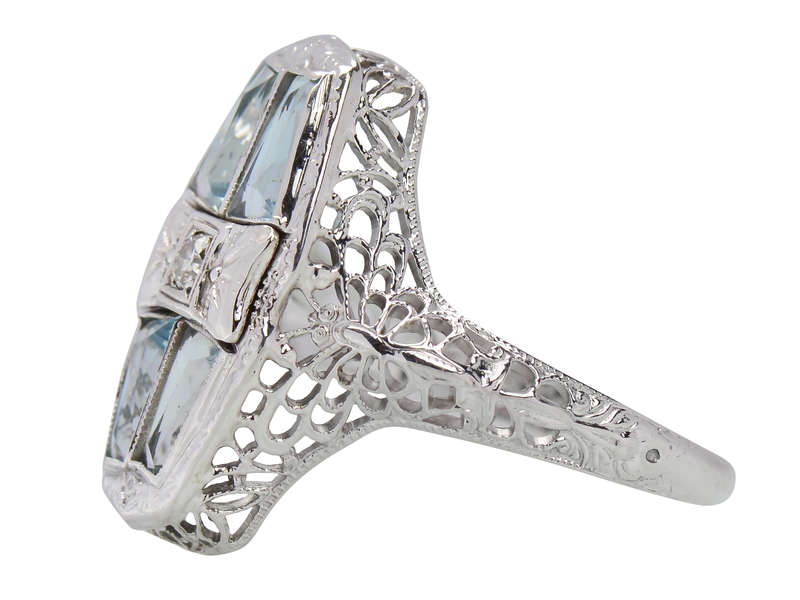 Dragonfly Dream - Aquamarine Art Deco Ring