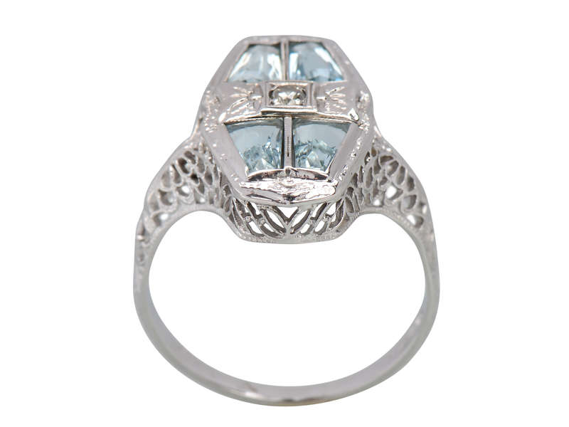 Dragonfly Dream - Aquamarine Art Deco Ring