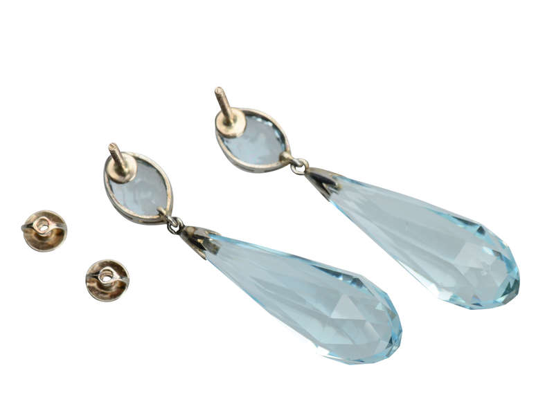 Aquamarine Briolette Dangle Earrings