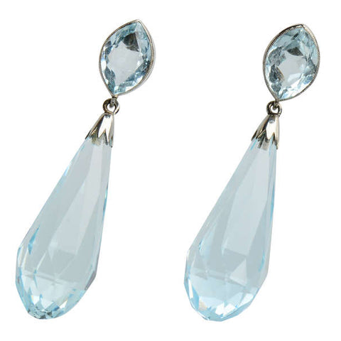 Aquamarine Briolette Dangle Earrings